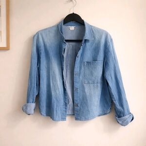 Old Navy Blue Cropped Denim Shirt